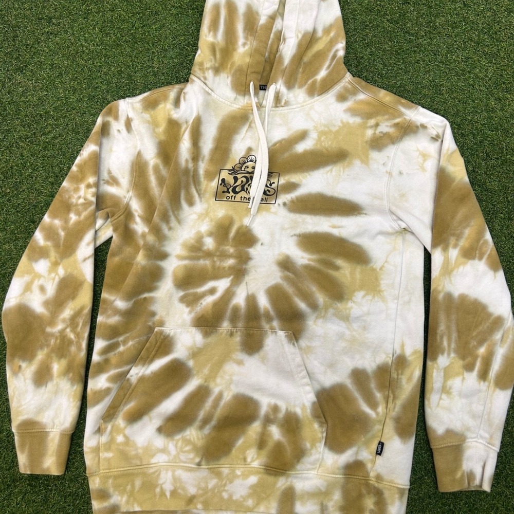 Vans Off The Wall Tie Dye Hoodie Mustard Yellow White Sun Graphic Mens Small